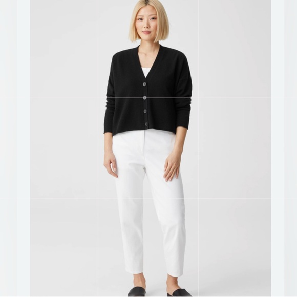 Eileen Fisher Cropped Cashmere Cardigan Womens XL Black...
